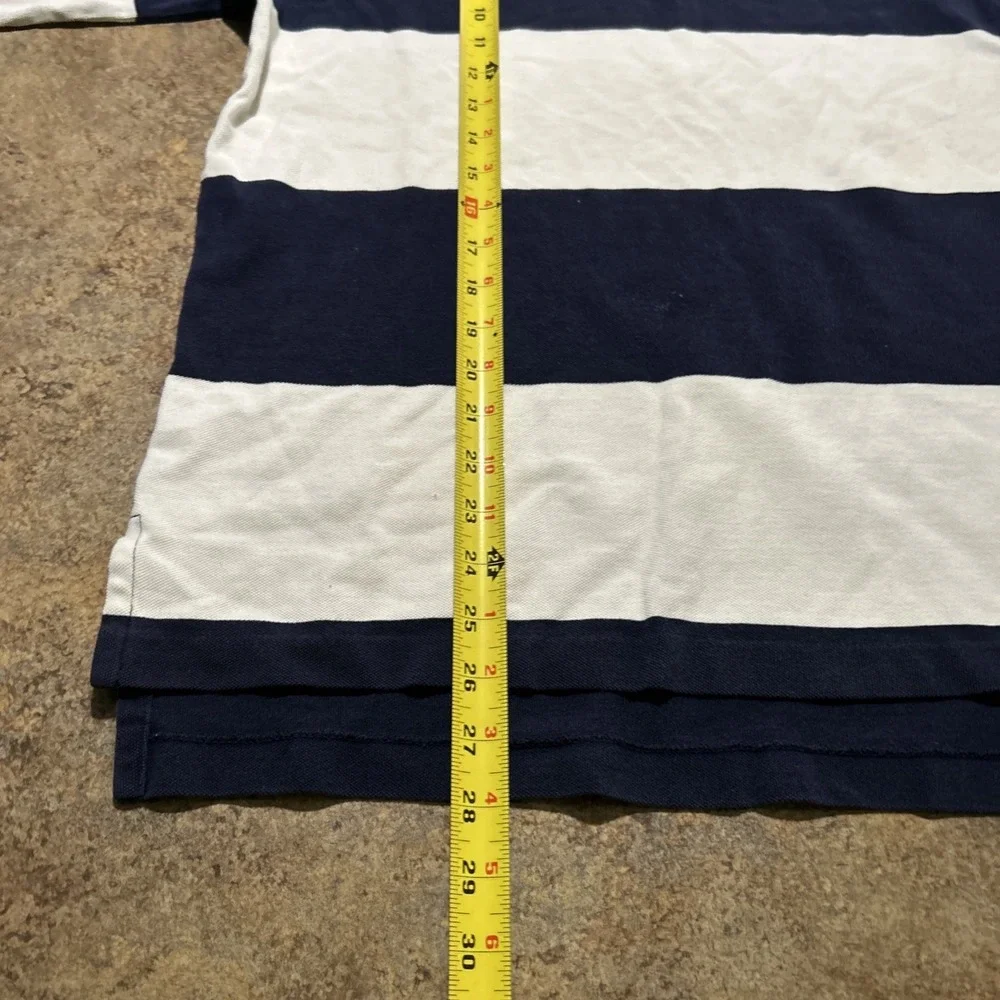 Vintage 90s Polo Ralph Lauren Rugby Long Sleeve Large Blue White Stripes
